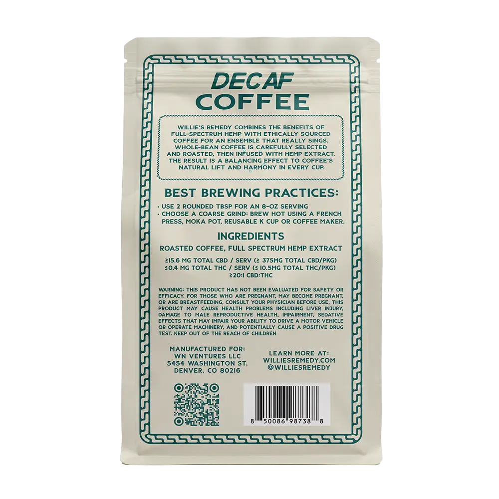 Willie's Remedy 12oz Decaf Roast Coffee
